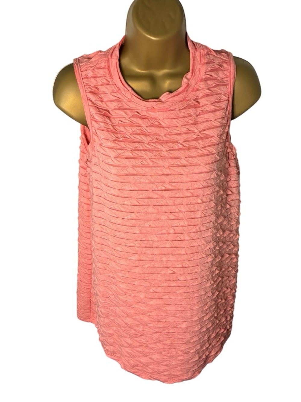 AB Studio Textured Sleeveless Knit Tank Top Apricot Pink Small NWT
